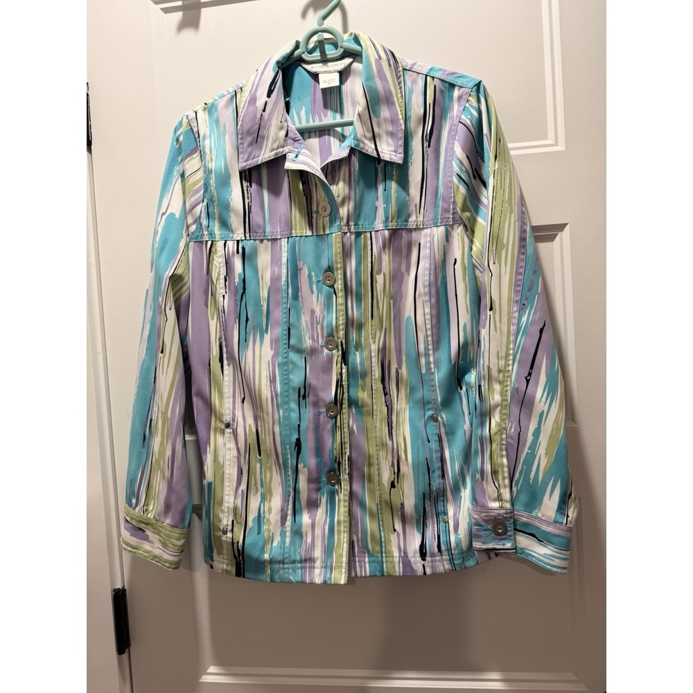 Allison Daly Vintage Style Abstract Print Lightweight Jacket Wm Pastel